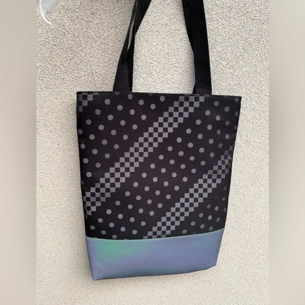 GBLIGHT Tote Bag Reflective Diagonal Dot Diamond Pattern Safety Night Walk